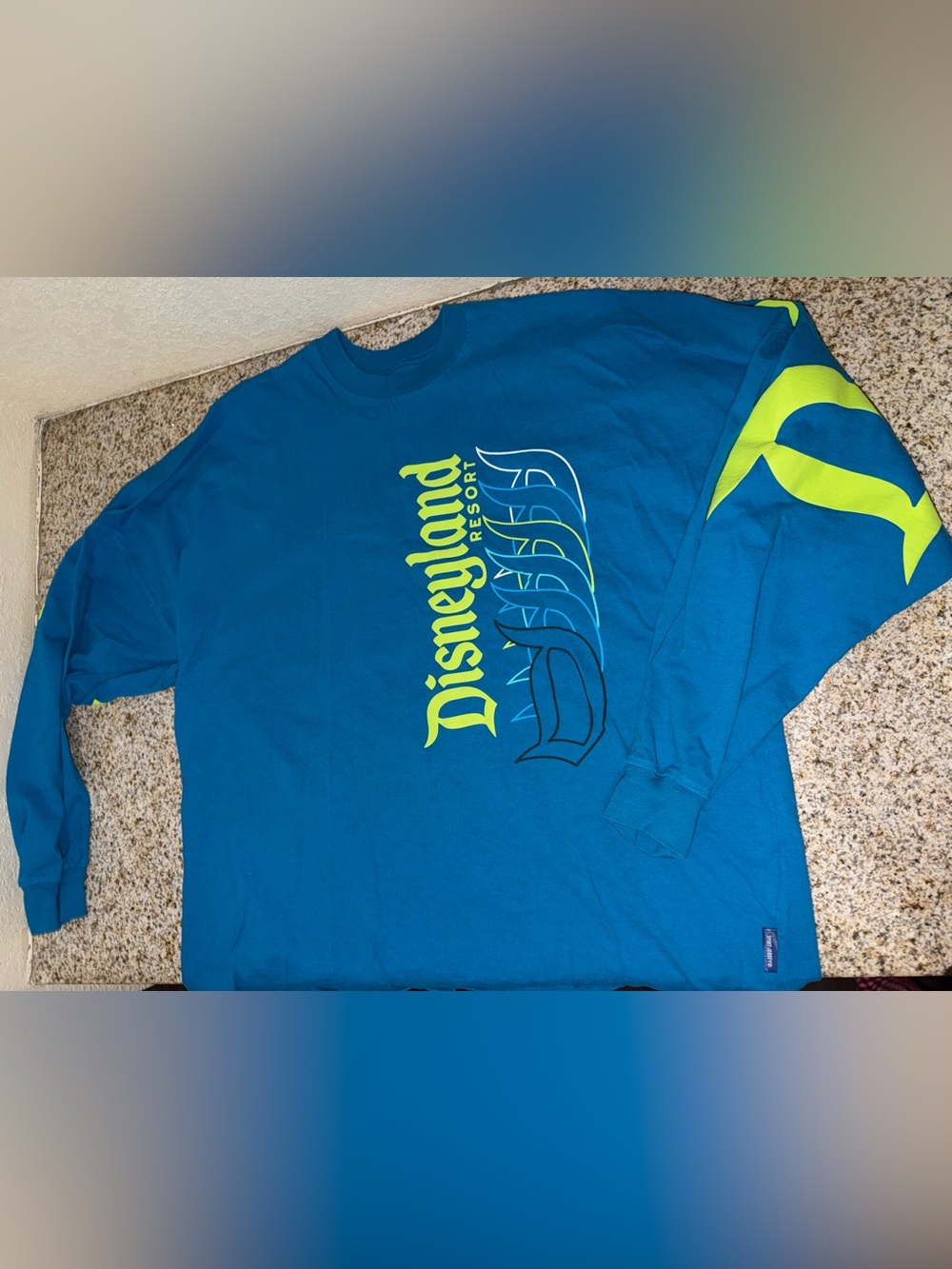 Disney Teal Blue Long-Sleeve Jersey with Neon Yellow Accents